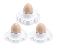 Mispudin 8 Pcs Stackable Egg Cups, White Egg Cup Plate Plastic, Eggs Holder Tray for Hard/Soft Boiled Eggs, Kitchen, Breakfast, Camping