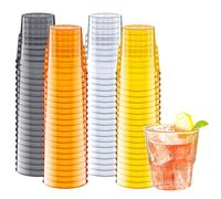 Mispudin 80Pcs Plastic Glasses for Parties, 180ml/6oz Reusable Plastic Cups Coloured, Cocktail Glasses for Party, Birthdays, Outdoor, Stackable Picnic Tumblers for Drinking - Adults, Familiy