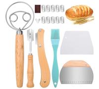 Mispudin Bread Lame Cutter Kit - 6Pcs Bread Scoring Knife with 10 Replaceable Blades & Protective Cover, Dough Whisk, 2 Dough Scrapers, Pastry Brush for Home Sourdough Making