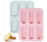 Mispudin Mini Loaf Tins, 2Pcs 6-Cavities Silicone Mini Loaf Moulds for Baking, Non-Stick Small Individual Baking Tray for Breads, Cakes, Small Baguette - Oven & Dishwasher Safe