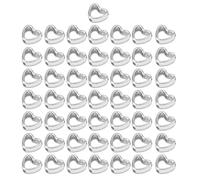 Misright 50PCS Heart Frame Beads Hollow Pendant Double Hole Beads Spacer Connectors Heart Pendants Jewelry Making Accessories