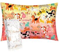 Miss Adola 1 Pack Kids Pillowcase - Queen Size 30 x 20 Inches 19 Momme Mulberry Silk Zipper Pillow Case for Hair and Skin Cute Cartoon Kawaii Puppy Series Silk Pillowcase for Teens Girls Boys
