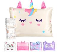 Miss Adola 1 Pack Kids Pillowcases Standard Size 20"x26" - Cute Cartoon Soft Breathable Silk Pillow Cases for Hair and Skin with Hidden Zipper for Girls Fun Kawaii Design for Bedding, White Unicorn