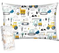 Miss Adola 1Pc Silk Pillowcase for Kids - 30"x20" Queen 19 Momme Mulberry Silk Pillow Case with Hidden Zipper for Hair and Skin, Cute Cartoon for Toddlers Teens Boys Girls, Colorful Cars