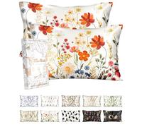 Miss Adola 2 Pack Mulberry Silk Pillowcase - Standard Size 20x26 Inch Pillow Case with Hidden Zipper for Women Lady Smooth Soft Breathable Cute Design Pillowcase for Hair and Skin, 3D Red Flower