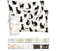 Miss Adola 2 Pack Silk Pillowcase - 20x26 Inch Standard Size Silk Pillow Case with Hidden Zipper for Women Lady Smooth Soft Breathable Cute Design Pillowcase for Hair and Skin, Black Cats