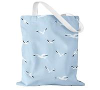 Miss Adola Aesthetic Canvas Tote Bag with Pattern for Women Trendy Casual Music Inspired Cloth Totes Bag for Shopping, Grocery, Gym, Blue Fly Bird