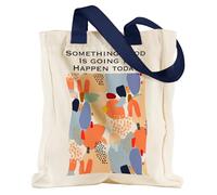 Miss Adola Aesthetic Heavy Canvas Tote Bag with Pocket for Women, Cloth Gusseted Totes Bag with Pattern for Shopping, Bible Art, One Size