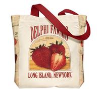 Miss Adola Aesthetic Heavy Canvas Tote Bag - with Pocket for Women Large Size 14''×16''×3.5'' Cloth Cotton Bags for Shopping, Strawberry Farms, One Size