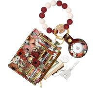 Miss Adola Airtag Wallet for Women - Cute Fashion Design Girly Keychain Wallet with A String of Silicone Beads and Airtag Storage for Ladies Female for Travel Daily Use or Shopping,Mushroom Flower