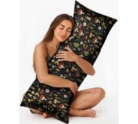 Miss Adola Body Pillow Cover with Zipper - 20x54 Inch Long Silk Pillowcase for Women Ladies Adults Soft Decorative Bed Large Cute Body Pillow Sham for Hair and Skin, Mushroom Plants