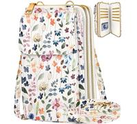 Miss Adola Cell Phone Purse for Women - Cute Leather Small Crossbody Bags for Girls Ladies Purse Wallet with Adjustable Strap Zipper and Card Slots for iPhone, Wild Flower