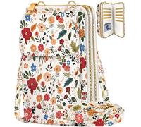 Miss Adola Cell Phone Purse for Women - Cute Leather Small Crossbody Bags for Girls Ladies Purse Wallet with Adjustable Strap Zipper and Card Slots, Beige Flower