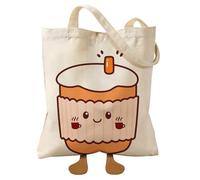 Miss Adola Coffee Cup Graphic Cute Canvas Tote Bag for Women - Magnetic Closure & Inner Pocket, Adorable Little Feet, 16"x15" Funny Cartoon Design Cotton Tote Bags for Girls