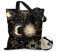 Miss Adola Cute Canvas Tote Bag for Women - with Magnetic Buckle and Zipper Inner Pocket for Girls Aesthetic Cotton Tote Bags, Star Moon, One Size