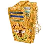 Miss Adola Cute Card Wallet Women - Small Wallets with Keychain RFID Credit Cardholder Aesthetic Fashion Design Coin Purse for Female Ladies Teen Girls, Yellow Bee