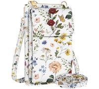 Miss Adola Cute Crossbody Purse Cell Phone Bags - Leather Cellphone Wallet Purse with Adjustable Shoulder Strap and Handle Strap Women Fashion Vintage Flower