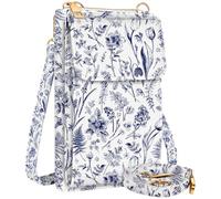 Miss Adola Cute Crossbody Purse Cell Phone Bags - Leather Cellphone Wallet Purse with Adjustable Shoulder Strap and Handle Strap Women Fashion Blue Flower