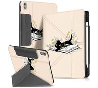 Miss Adola for iPad A16 Case/10th Generation Case - 10.9 Inch 2022 Tablet Cover with Pen Holder for Women Boys Girls Men Cute Cartoon Cool Funny Funda for iPad 11th 11 Inch 2025, Book Cat