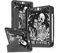 Miss Adola for iPad Air 11 Inch M3 2025 & M2 2024/Air 5th/4th Generation 10.9 Inch/Pro 11 Inch Case - with Pen Holder for Girls Boys Women Men Cute Cartoon Cool Anime Kawaii Fun, Coffee Skull