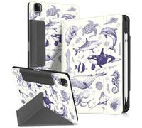 Miss Adola for iPad Air 11 Inch M3 2025 & M2 2024/Air 5th/4th Generation 10.9 Inch/Pro 11 Inch Case - with Pen Holder for Girls Boys Women Men Cute Cartoon Cool Anime Kawaii Fun, Marine Life