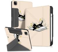 Miss Adola for iPad Air 11 Inch M3 2025 & M2 2024/Air 5th/4th Generation 10.9 Inch/Pro 11 Inch Case - with Pen Holder for Girls Boys Women Men Cute Cartoon Cool Anime Kawaii Fun, Book Cat