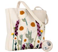 Miss Adola Lightweight Embroidery Canvas Tote Bag, Wild Flowers, One Size