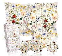 Miss Adola Mulberry 1Pack Silk Pillow Case for Hair and Skin 19 Momme Standard 75 x 50cm Silk Pillowcase with Eye Mask & Scrunchie Soft Pillowcase Sleeping Gift for Women, Vintage Flower