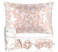 Miss Adola Mulberry Silk Pillow Case for Hair and Skin 19 Momme Standard 26"x20" Butterfly Silk Pillowcase with Eye Mask & Scrunchie Soft Silk Pillowcase Sleeping for Moms, Women