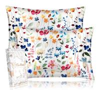 Miss Adola Silk Pillowcase 2 Pack - Standard 50x75cm Mulberry Silk Pillow Cases for Hair and Skin with Hidden Zipper Aesthetic Design Pattern Bed Pillow Protector for Women Girls, Watercolor Flower