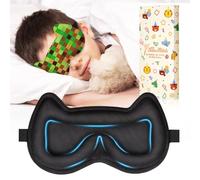 Miss Adola Sleep Mask for Kids - 3D Contoured Cup Cute Sleep Eye Cover with Adjustable Strap Kawaii Cartoon Soft Blindfold Eyeshade for Boys Girls Teens, Green Brown Check