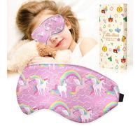 Miss Adola Sleep Mask for Kids - Cute Cartoon Boys Girls Silk Eye Mask for Sleeping Cool Kawaii Mulberry Silk Eye Mask with Adjustable Straps Soft Smooth Sleep Mask, Purple Unicorn