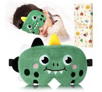 Miss Adola Sleep Mask for Kids - Cute Cartoon Plush Fuffy Sleeping Eye Cover Green Dinosaur Kawaii Soft Eyeshade with Adjustable Strap Animal Eye Blindfold for Kids Girls Boys Teens