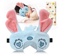 Miss Adola Sleep Mask for Kids - Cute Cartoon Plush Fuffy Sleeping Eye Cover Love Blue Kawaii Soft Eyeshade with Adjustable Strap Animal Eye Blindfold for Kids Girls Boys Teens