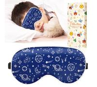Miss Adola Sleep Mask for Kids - Cute Cartoon Silk Eye Mask for Sleeping with Adjustable Strap Soft Smooth Light Silk Kids Eye Cover for Boys Girls Teens, Stars Moon