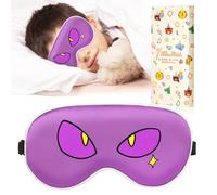 Miss Adola Sleep Mask for Kids - Cute Cartoon Silk Eye Mask for Sleeping with Adjustable Strap Soft Smooth Light Silk Kids Eye Cover for Boys Girls Teens, Purple Red Eye