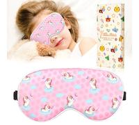 Miss Adola Sleep Mask for Kids - Cute Cartoon Silk Eye Mask for Sleeping with Adjustable Strap Soft Smooth Light Silk Kids Eye Cover for Boys Girls Teens, Sleeping Unicorns