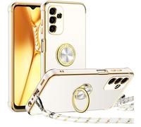 Miss Arts for Samsung A15 5G Case with Ring Holder stand, Electroplated Luxury Phone Case with Lanyard Women Girls, Soft TPU Protective Shockproof Cover for Samsung Galaxy A15 5G -White