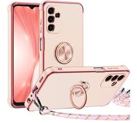 Miss Arts for Samsung A15 5G Case with Ring Holder stand, Electroplated Luxury Phone Case with Lanyard Women Girls, Soft TPU Protective Shockproof Cover for Samsung Galaxy A15 5G -Pink