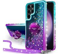 Miss Arts for Samsung S24 Ultra Case, [Silverback] Liquid Holographic Glitter Sparkly Case with Stand, Girls Women Kids Bling Diamond Ring Slim Protective Cover for Samsung Galaxy S24 Ultra -Purple