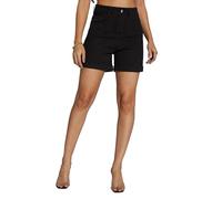 Miss Chase Women's Regular High Rise Above Knee Stretchable Denim Shorts, Sapote Black, M