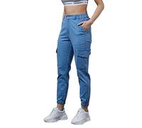 Miss Chase Women's Regular High Rise Regular Stretchable Light Weight Denim Joggers, Light Blue, 26
