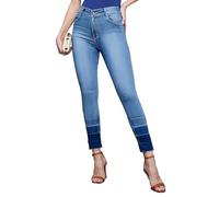 Miss Chase Women's Skinny Fit High Rise Ankle Length Shaded Denim Stretchable Jeans, Light Blue, 30