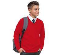 Miss Chief Boys Girls School Jumper V Neck Sweatshirt Uniform Age 3 4 5 6 7 8 9 10 11 12 (7-8 yrs, Red)