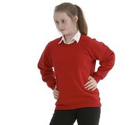 Miss Chief Girls Boys Unisex School Jumper Sweatshirt Uniform Age 3 4 5 6 7 8 9 10 11 12 13 (7-8yrs, Red)