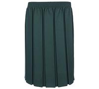 Miss Chief Girls School Skirt Pleated Elasticated Black Grey Navy Green Tartan Blue Formal (Age 11/12, Bottle Green)