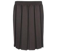 Miss Chief Girls School Skirt Pleated Elasticated Black Grey Navy Green Tartan Blue Formal (Age 9/10, Brown)