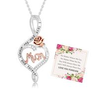 Miss Chipmunk Gifts for Mum/Nana/Daughter/Auntie, S925 Sterling Silver Chain Rose Flower Necklace Jewellery Gifts for Mum with Gift Box(Mum)