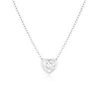 Miss Chipmunk Initial Heart Necklace S925 Sterling Silver Cubic Zirconia Letter A-Z Pendant Tiny Necklace Dainty Jewelry Birthday Gifts for Women Girls-18+2 inch Sliver Chain(N)