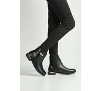 Miss Diva Adessa Gold Lock Detail Ankle Boots In Black Black